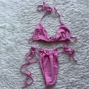 Frankie's Bikinis Pink Bikini Set